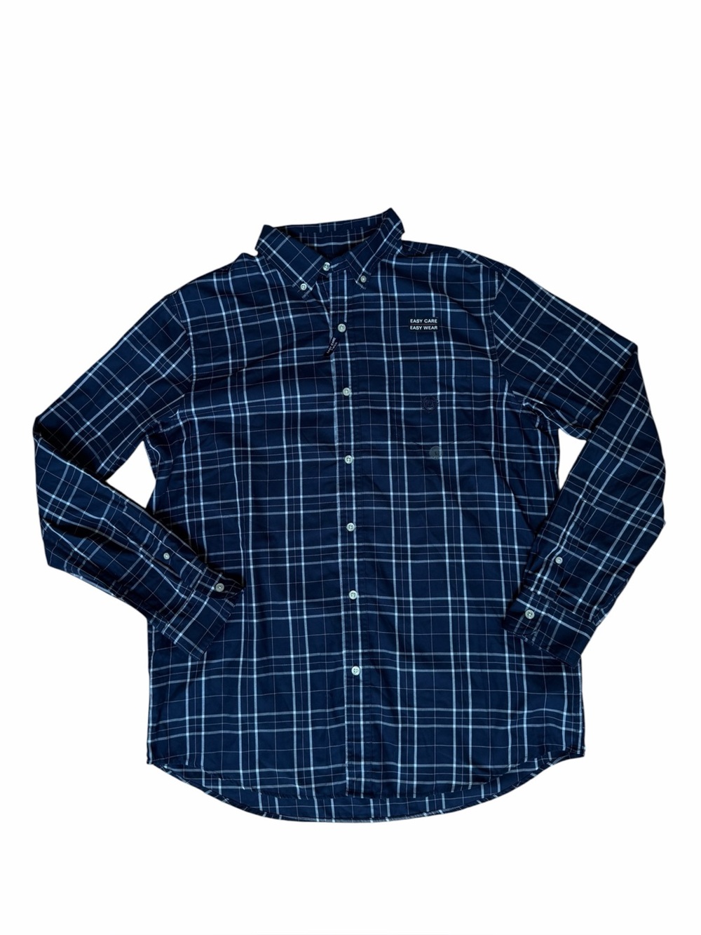 Chaps NEW Men’s Large Blue Plaid Button-Down Shirt Easy Care